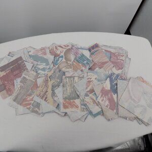 Fabric Squares 5x5" Hand Cut 132 Mostly Blue Pink Pastel Sewing Crafts Scraps